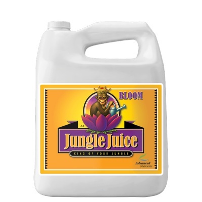 Bidão branco com etiqueta amarela e roxa Jungle Juice Bloom
