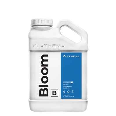 Recipiente plástico branco com rótulo azul e branco Bloom B Athena
