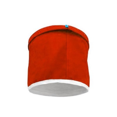 Cesto cilíndrico vermelho com borda branca