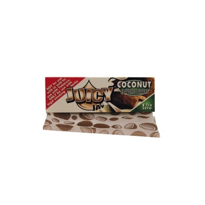 Embalsa de papéis de enrolar Juicy Jay's sabor coco com padrão de folhas