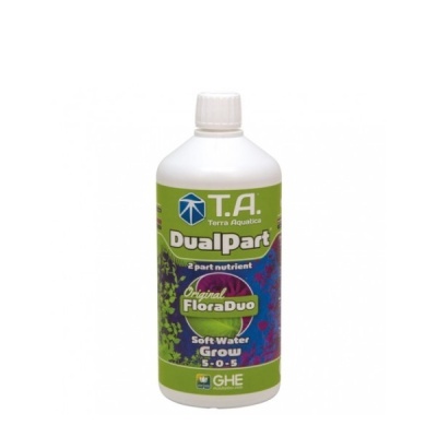 Frasco branco de fertilizante líquido T.A. DualPart Original FloraDuo