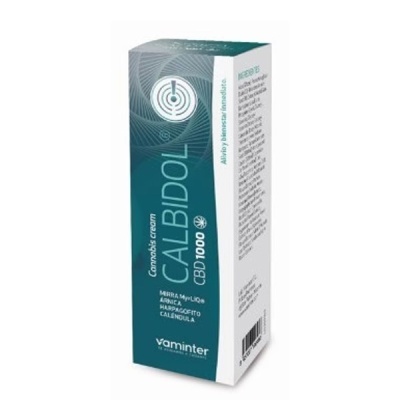 Caixa de creme de cânhamo CALBIDOL CBD 1000 verde e branco