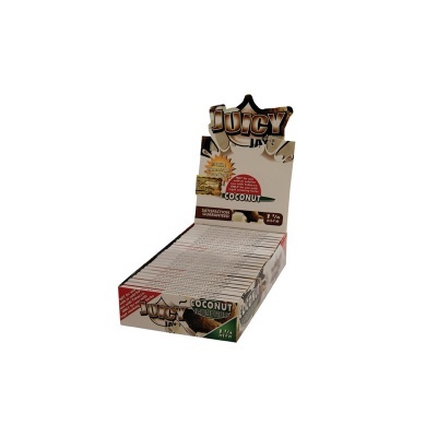 Display aberto de caixas de papel de enrolar Juicy Jay's sabor coco