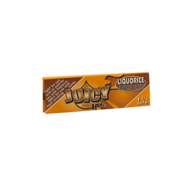 Papel de enrolar Juicy Jay's sabor Liquorice em embalagem laranja e amarela