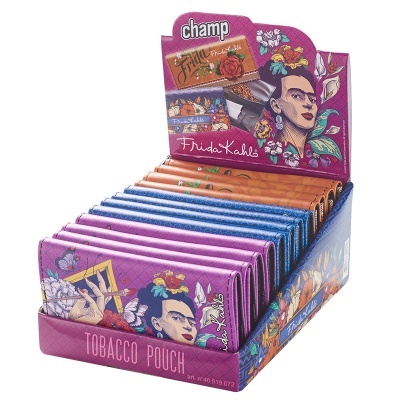 Bolsas para tabaco coloridas com ilustração de Frida Kahlo