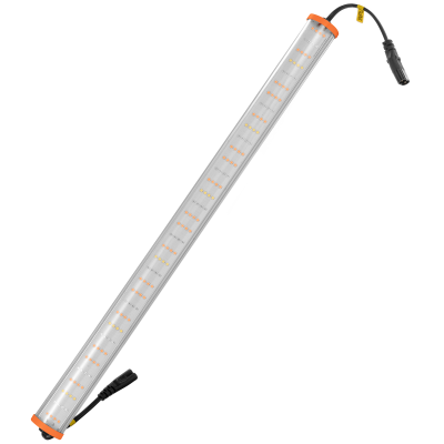 Luz LED em barra com cabo preto e extremidades laranja