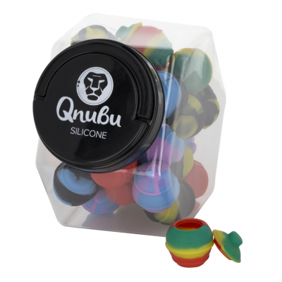 Potes pequenos em silicone multicoloridos com embalagem transparente e tampa preta Qnubu