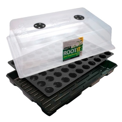 Mini estufa de plástico transparente e preto para germinação de plantas