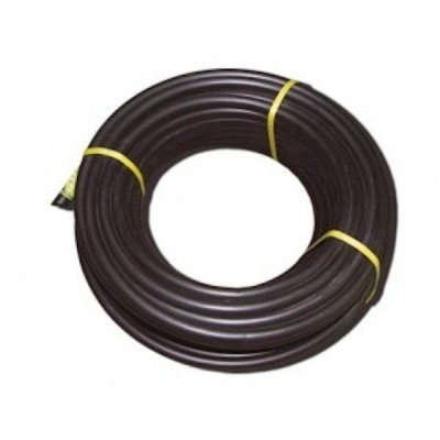 Rolo preto de tubo flexível com ligações amarelas
