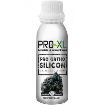 Frasco branco do produto PRO-XL PRO ORTHO SILICON com tampa de rosca