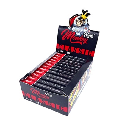 Caixa de papel de enrolar Monkey King Classic Slim Tips com ilustração de macaco