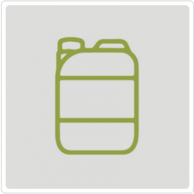 Ícone de bidão ou garrafa estilizada verde sobre fundo cinza claro