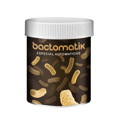 Embalagem preta com tampa branca e texto bactomatik ESPECIAL AUTOMATICAS