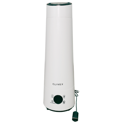 Humidificador branco CLIVEX com controlo frontal e cabo preto