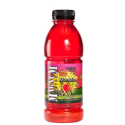 Garrafa plástica vermelha de suplemento detox sabor melancia