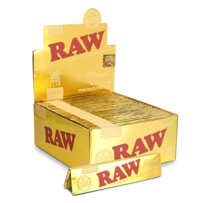 Expositor dourado com pastilhas de papel de enrolar RAW Classic