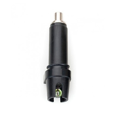 Conector áudio RCA preto com contacto metálico