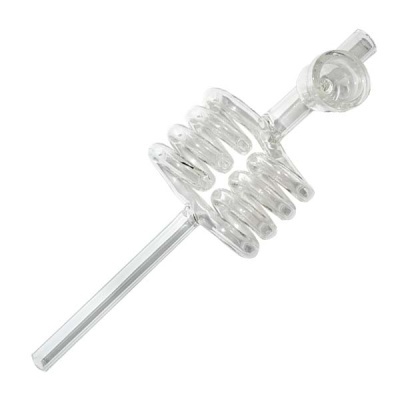 Peça de vidro transparente com tubo em espiral central
