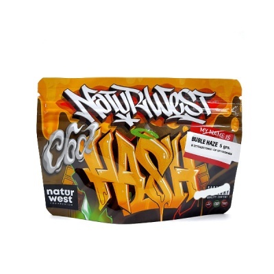 Embalagem colorida de produto Naturwest Hash Bubble Haze 5 grs.