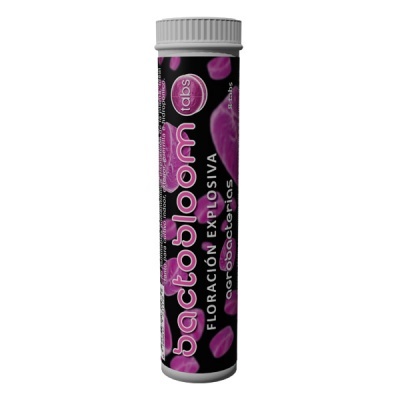 Tubo preto e roxo de comprimidos efervescentes bactosloam