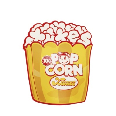 Pacote amarelo de pipocas com texto Pop Corn Xtreme