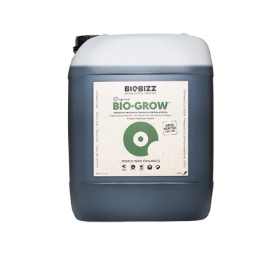 Contentor plástico BIOBIZZ BIO-GROW com rótulo branco e texto verde e preto