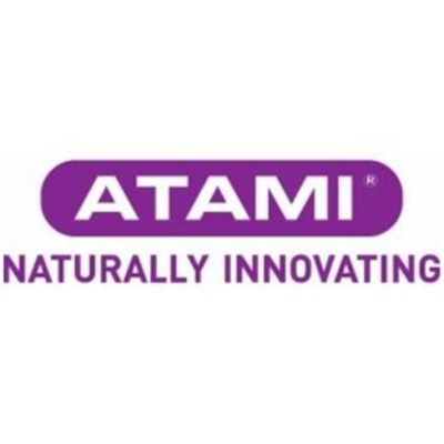 Logótipo ATAMI NATURALLY INNOVATING em roxo e branco