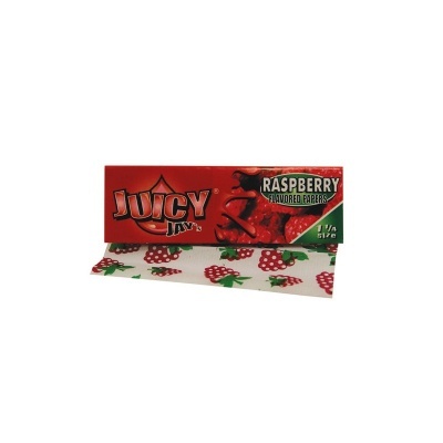 Pacote de papel para fumar sabor framboesa Juicy Jay's vermelho com papel estampado com framboesas