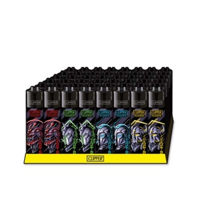 Conjunto de isqueiros Clipper com designs robóticos coloridos