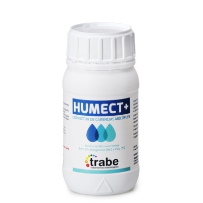 Frasco branco com rótulo de corretor de carências múltiplas HUMECT+