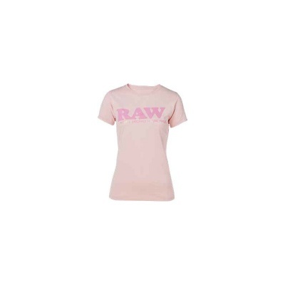 Camisola rosa claro com texto RAW na frente
