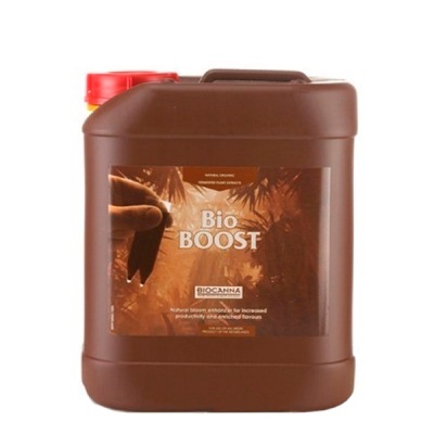 Recipiente castanho com rótulo Bio BOOST