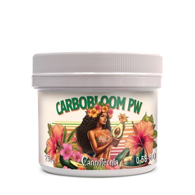 Frasco branco com etiqueta colorida com mulher, flores e abacate.