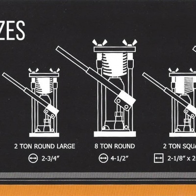 Diagramas de máquinas compactadoras e tamanhos de pucks com texto 