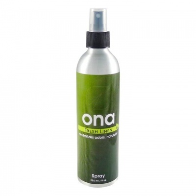 Frasco spray ona Fresh Linen verde e prata com tampa preta