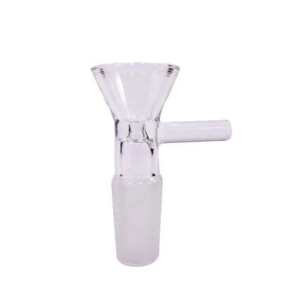 Funil de vidro transparente com saliência lateral
