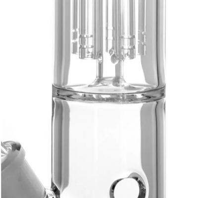 Parte de tubo de vidro transparente com perc-filtro e orifício circular