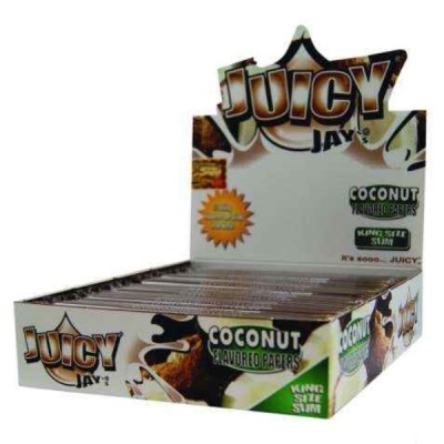 Caixa com papelotes Juicy Jays sabor a coco King Size Slim