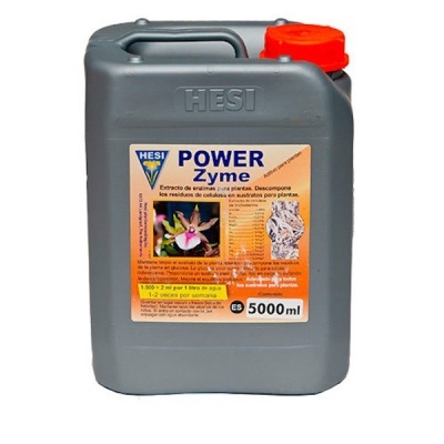 Recipiente de plástico cinzento com tampa vermelha e etiqueta HESI POWER Zyme