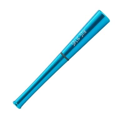 Tubo metálico azul conico com texto SPLIF-STIK