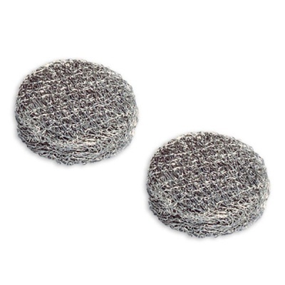 Duas esponjas redondas de aço inoxidável entrelaçado para limpeza