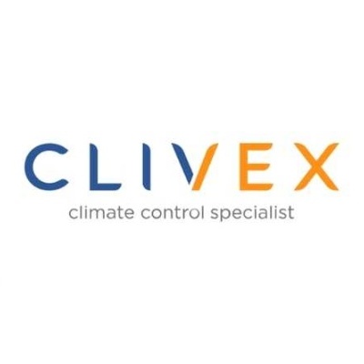 Logótipo da marca CLIVEX com texto climate control specialist em fundo branco