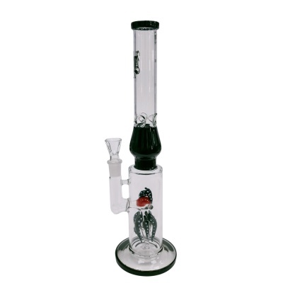 Tubo de vidro para fumar com padrão de polvo vermelho e preto