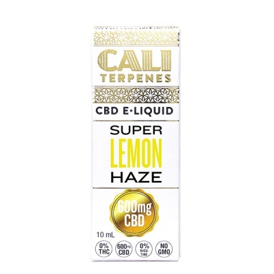 Embalagem branca de e-líquido CBD CALI TERPENES Super Lemon Haze 600 mg