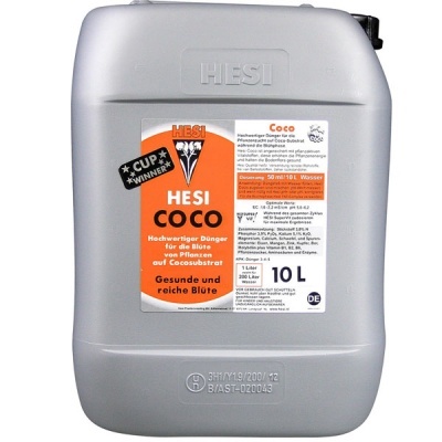 Recipiente cinzento 10L de fertilizante HESI COCO para plantas em substrato de coco