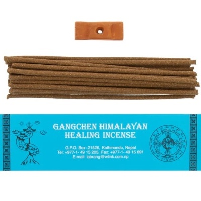 Conjunto de incenso Gangchen Himalayan Healing com pauzinhos castanhos e suporte de barro