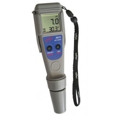 Medidor digital de pH com visor e cordão preto