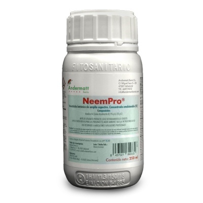 Frasco branco plástico NeemPro inseticida 250 ml