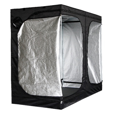 Tenda de cultivo interior preta com revestimento prateado e abertura com zíper