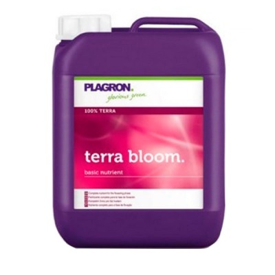 Recipiente roxo com rótulo PLAGRON terra bloom
